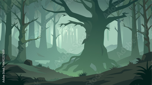 A sense of timelessness in the foggy forest with the fog concealing the true age of the ancient trees.