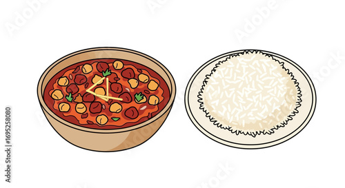 Authentic chole masala with rice, perfect meal for any kind of gastronomy