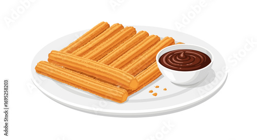 Crispy churros served with creamy chocolate dip for a tasty treat