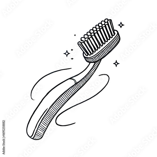 Toothbrush drawing. One continuous line. Isolated on white background