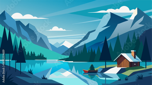 A serene retreat the glacial lake offers a peaceful escape from the hustle and bustle of city life.
