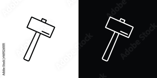 Wooden mallet icon with black and white strokes