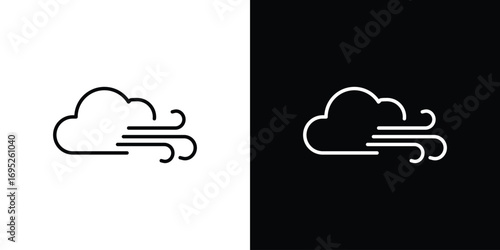 Wind clouds icon with black and white strokes