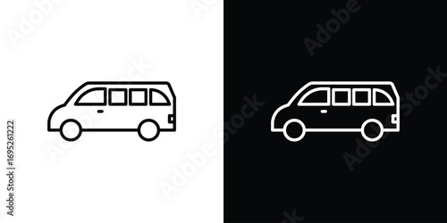 Van icon with black and white strokes
