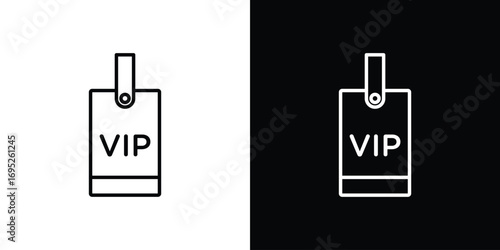 VIP neck tag icon with black and white strokes