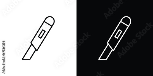 Utility knife icon with black and white strokes