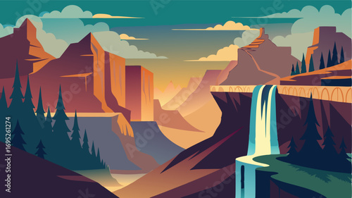 Looming cliffs and cascading waterfalls frame the winding mountain road creating a dramatic and picturesque scene that is both aweinspiring and humbling.