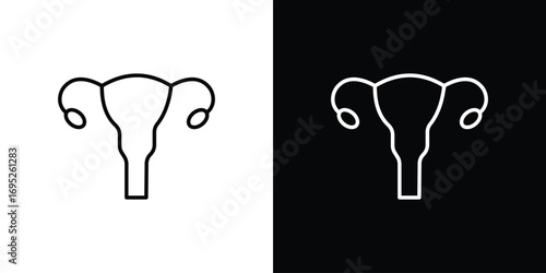 Uterus icon with black and white strokes
