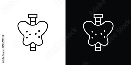 Thyroid icon with black and white strokes