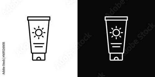 Sun cream icon with black and white strokes