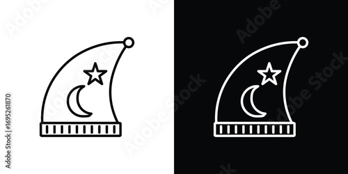 Sleeping Hat icon with black and white strokes