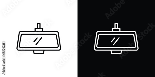 Rear mirror icon with black and white strokes