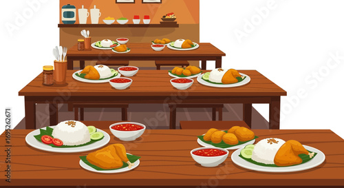 Flavorful Indonesian Cuisine Laid Out in a Cozy Restaurant Setting