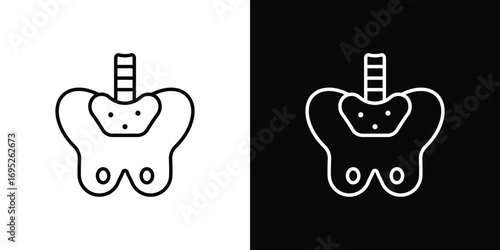 Pelvis icon with black and white strokes