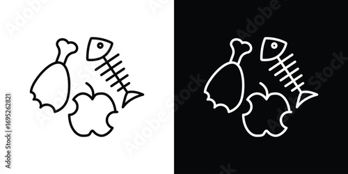 Organic waste icon with black and white strokes