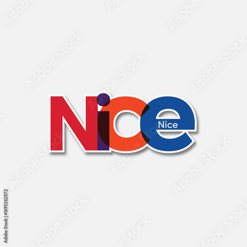 Colorful "Nice" lettering logo. A friendly and positive vector icon for social media, kids' brands, greeting cards, and positive messaging
