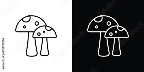 Mushrooms icon with black and white strokes