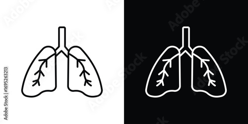Lung icon with black and white strokes