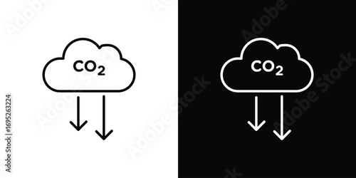 Low carbon dioxide icon with black and white strokes