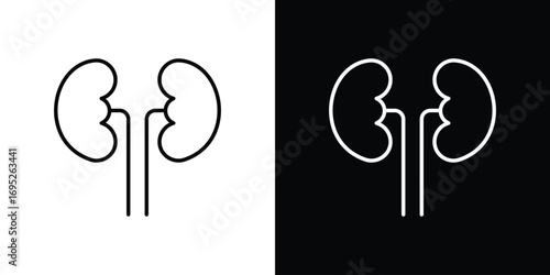 Kidney icon with black and white strokes