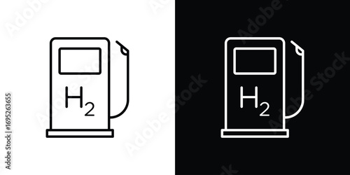 hydrogen fuel pump icon with black and white strokes