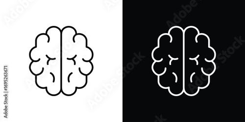 Human brain icon with black and white strokes