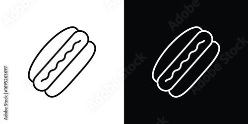 Hot dog icon with black and white strokes