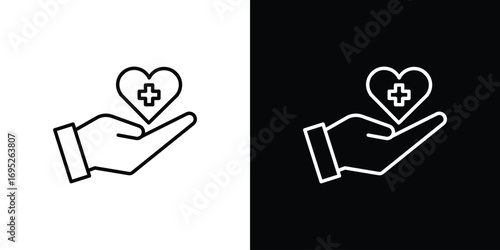 Health insurance icon with black and white strokes