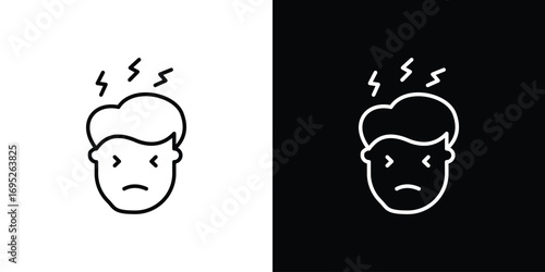 Headache icon with black and white strokes