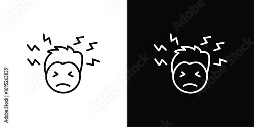 Headache icon with black and white strokes