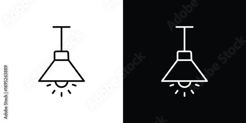 Hanging light icon with black and white strokes