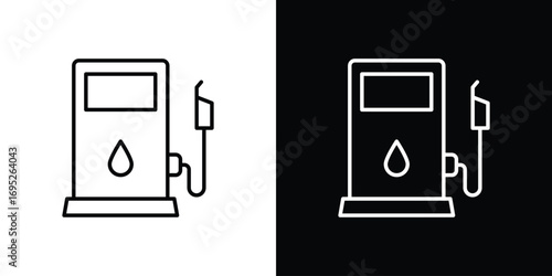 Gas station icon with black and white strokes
