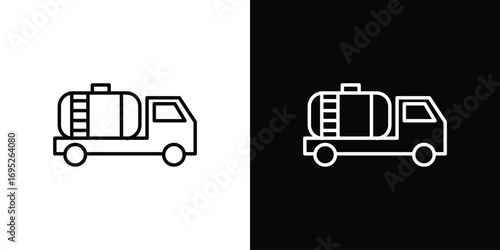 Fuel truck icon with black and white strokes