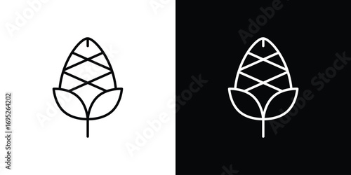 Fir cone icon with black and white strokes