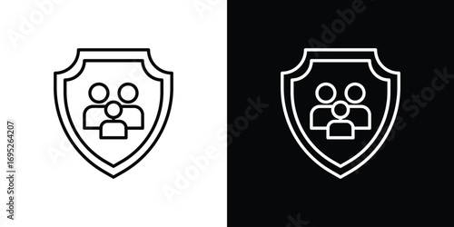 Family insurance icon with black and white strokes