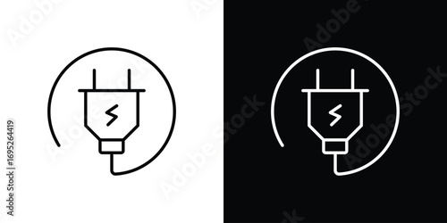 Electric plug icon with black and white strokes