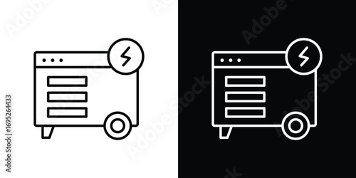 Electric generator icon with black and white strokes