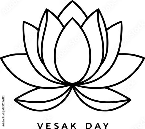 Lotus flower line art style, vesak day vector
