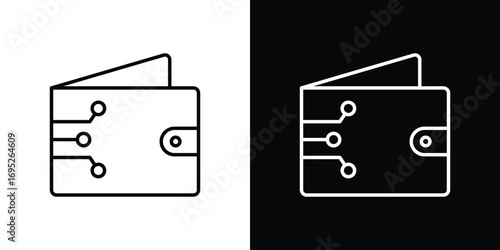 Digital wallet icon with black and white strokes