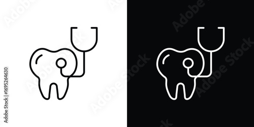 Dental care icon with black and white strokes