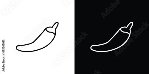 chilli pepper icon with black and white strokes