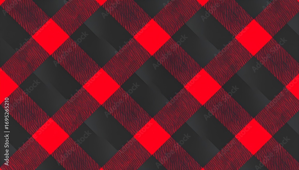 Bold red and black lumberjack plaid pattern for modern textile designs