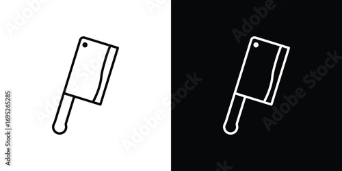 Butcher knife icon with black and white strokes