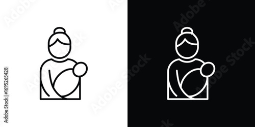 Breastfeeding icon with black and white strokes
