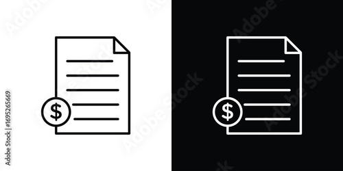 Bill paid icon with black and white strokes