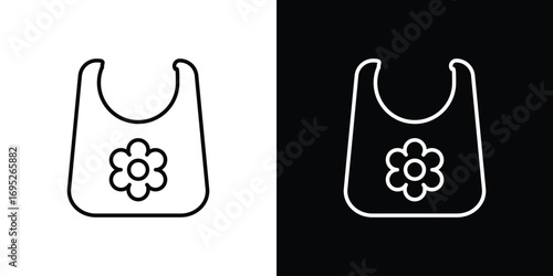 Baby bib icon with black and white strokes