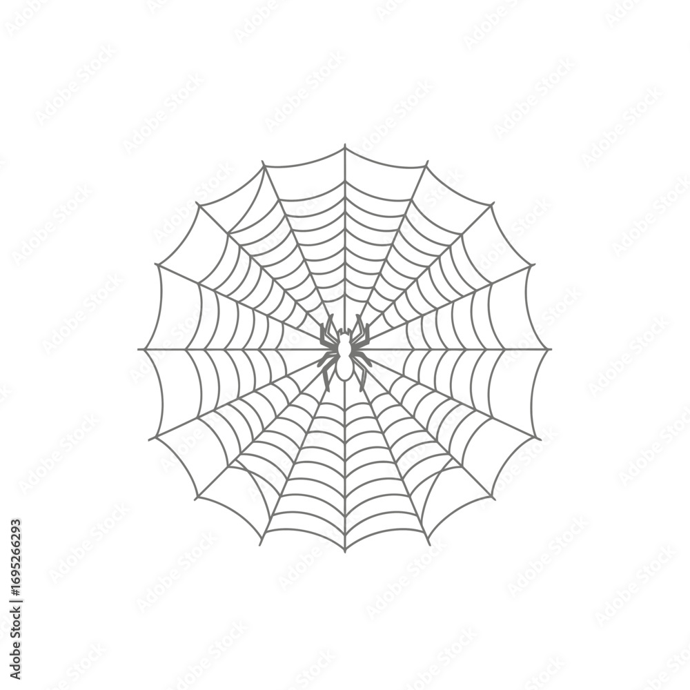 Obraz premium Spider in Web Vector Icon 