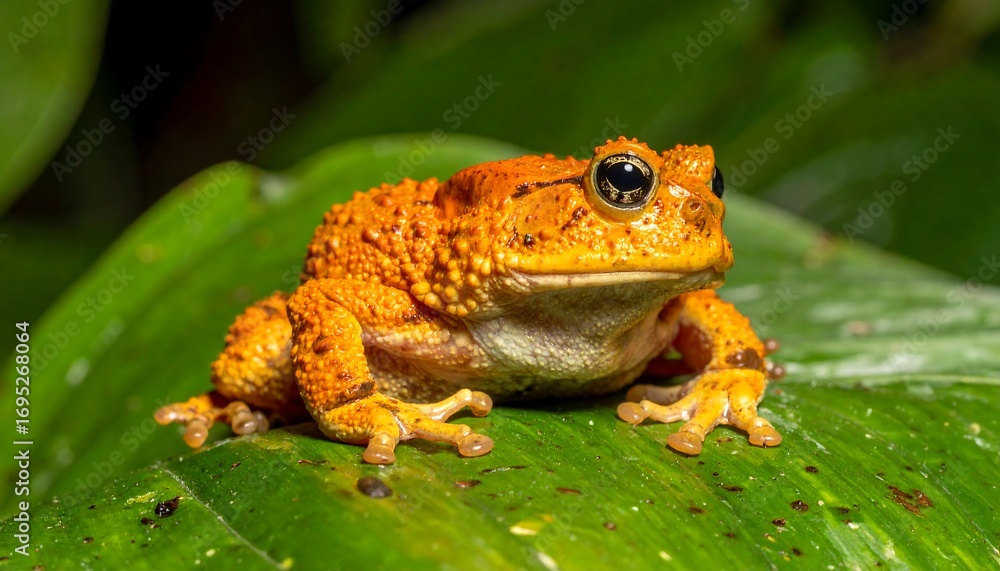 Obraz premium Vibrant orange frog on a leaf