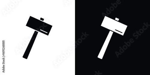 Wooden mallet icons for graphic and web design projects