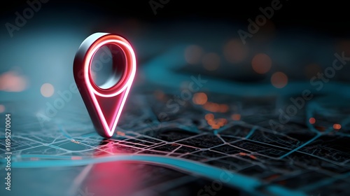 Glowing Light Geolocation Map Marker Local Business